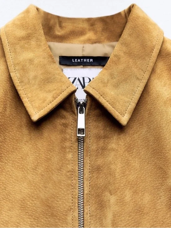 Zara GENUINE SUEDE LEATHER JACKET. Light Camel. Size XXL. New with Tags - Picture 2 of 7